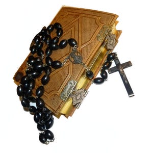 Antique Leather Album with 29 Cartes-de-visite (CDVs) of Religious Clergymen in Vestments. French & Swiss Circa 1860s. Bonus Vintage Rosary