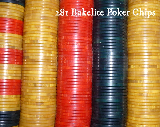 281 Vintage Bakelite Poker Chips. Red Bluegreen and Yellow. Etsy