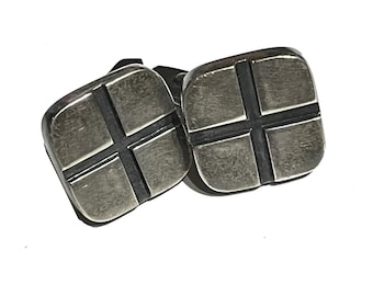Vintage Hans Hansen Sterling Silver Cuff Links, Danish Modernist Design 34 Grams