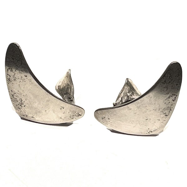 Boucles D’oreilles Clip En Résine Et Argent Sterling Thor Selzer – Vintage, Pour Homme