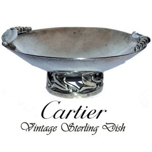 Plato vintage de plata esterlina CARTIER. 92 gramos. 4" de diámetro por 1,5" de alto. Muy buen estado.