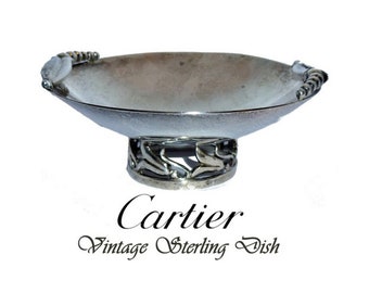 Vintage CARTIER Sterling Silver Dish.  92 Grams. 4" Diameter by 1.5" Tall. Very Good Condition.