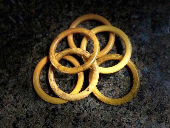 A Stack of FIVE Rounded Bakelite Bangles.  Pretty… - image 10