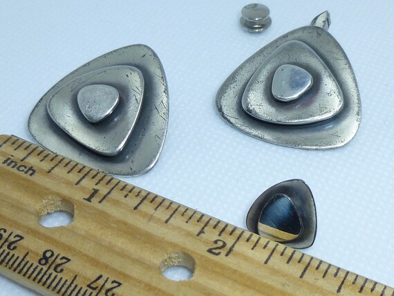 Modernist Sterling Cuff Links and Tie Tack. Vinta… - image 3