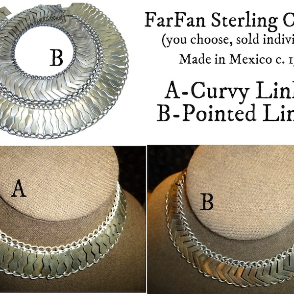 You Select. FarFan Sterling Silver Collar. Made in Mexico City circa 1940s. Far Fan Necklace.