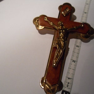 Vintage Crucifix. Brass and Bakelite. Circa 1940s. Six Inche Tall. Roman Catholic Cross. image 5