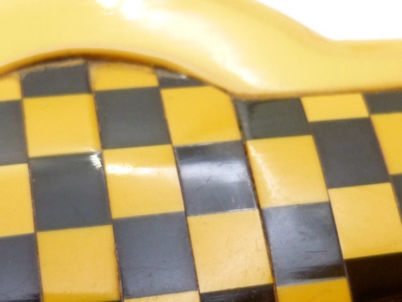 Rare Bakelite Dress Clip. Inlaid Checkerboard Des… - image 4