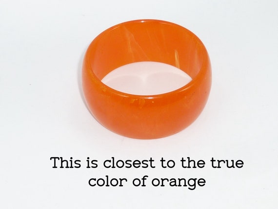 Orange Bakelite Bangle.  Wide Bracelet with Lusci… - image 2