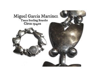 Vintage Taxco Sterling Silver Bracelet, Miguel Garcia Martinez, Circa 1940s