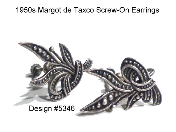 Margot De Taxco Vintage Silver Screw-on Earrings. Design