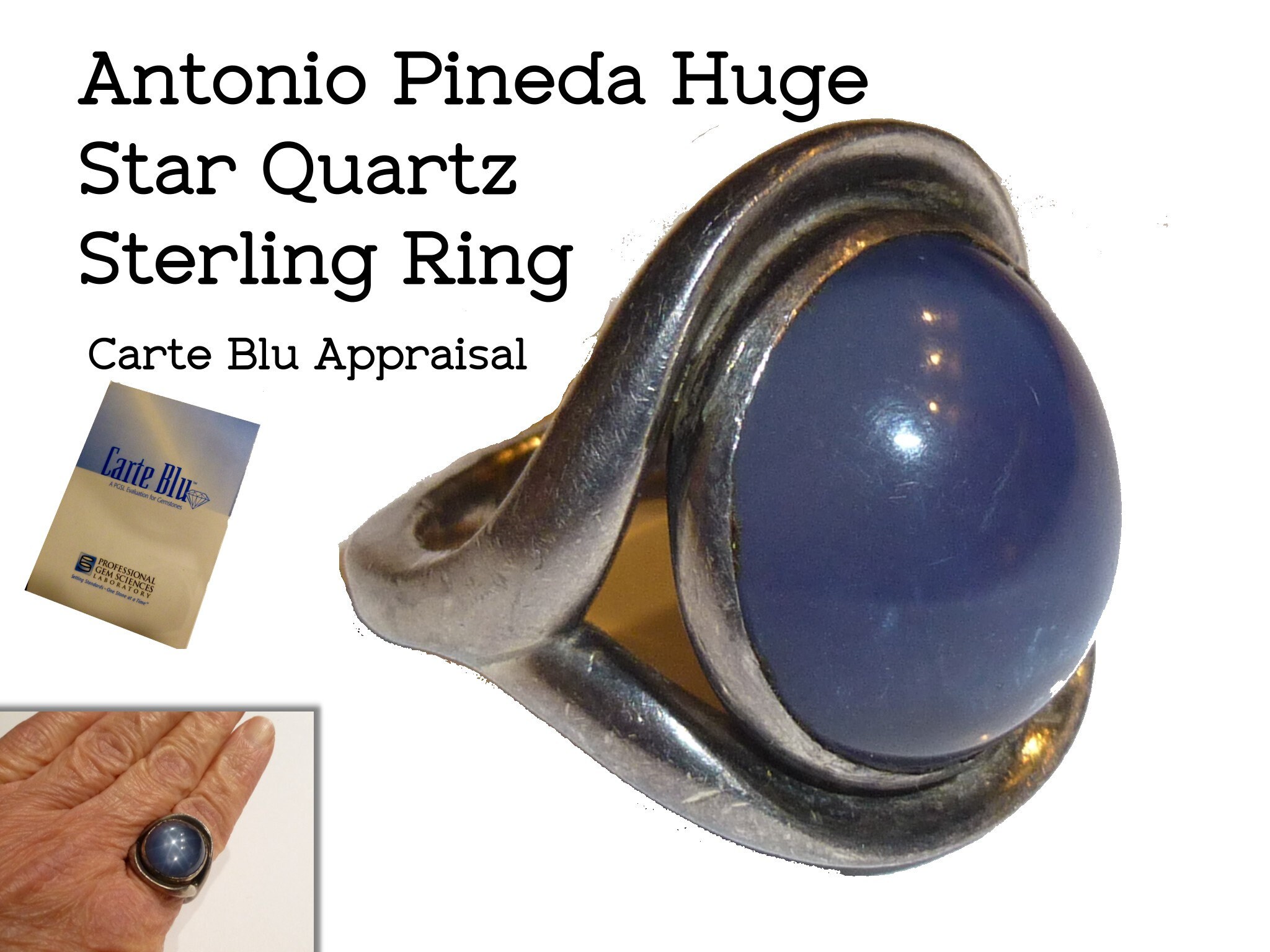 Antonio Pineda Sterling Ring. Huge Smoky Blue 23 Carat Natural - Etsy  Finland