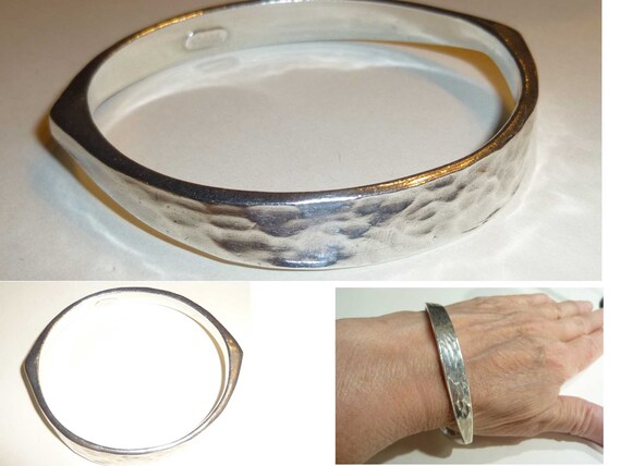 HATTIE CARNEGIE Modernist Bangle. Sterling Plated… - image 4