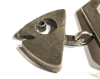 Vintage Sterling Silver Articulated  Surreal Fish Skeleton Pendant. Mexico Modernism. Four inches.