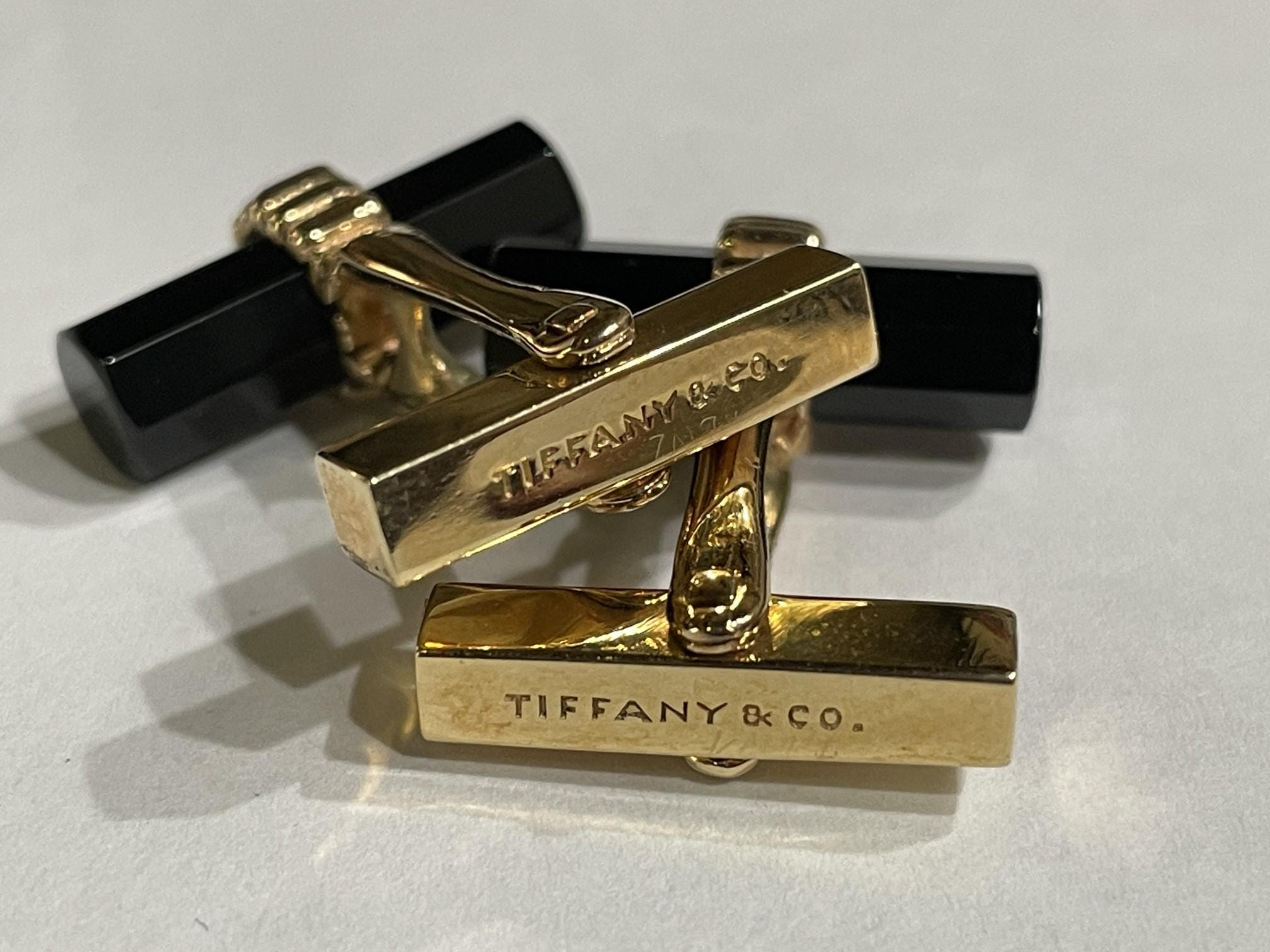 Tiffany & Co. カフリンクス 14K オニキス Vintage 14k Gold Tiffany & Co. Cufflinks With Original Box, 1970s