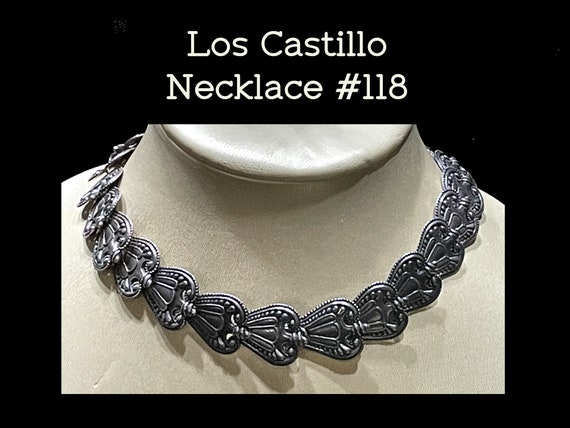 Very Early Los Castillo Silver Statement Necklace… - image 1