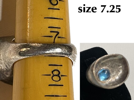 Bold Textured Sterling Silver Ring with Blue Topa… - image 9