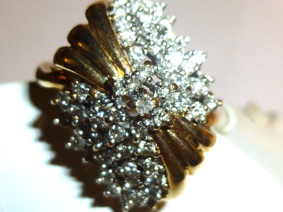 Vintage Cocktail Ring. 14k Gold + 55 Diamonds. XL… - image 2