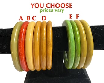 YOU CHOOSE. Super Rounded Bakelite Bangles. Various Colors. All Tested As Bakelite.