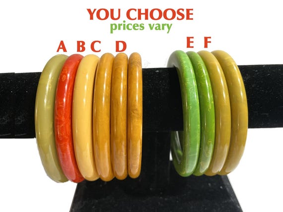YOU CHOOSE. Super Rounded Bakelite Bangles. Vario… - image 1