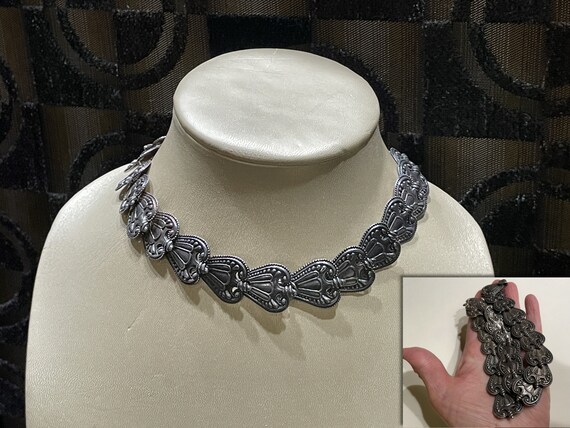 Very Early Los Castillo Silver Statement Necklace… - image 10