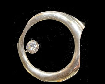 Modernist Huge 3" Sterling Brooch. Vintage Polly Bergen 36Grams