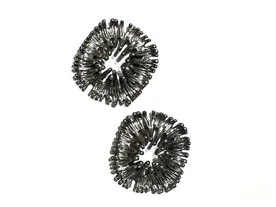 Napier Brutalist Clip On Earrings Silver-tone.  F… - image 7
