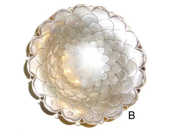 Vintage Mappin & Webb Sterling Silver Bowl, Fish Scale Mum Dish