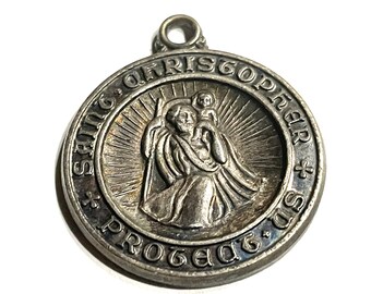 Historic 1970s Church Scandal Token Rev Carcich St Christopher Medal. Silver-tone Medal.