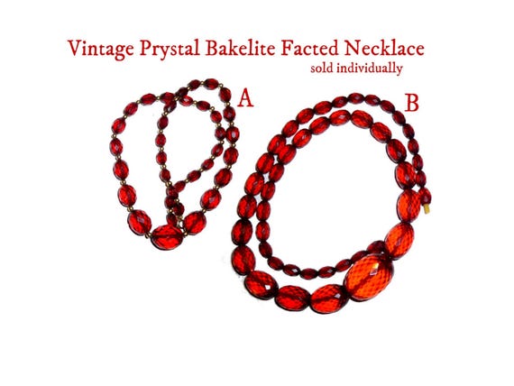 SOLD INDIVIDUALLY. Translucent Red Bakelite Facet… - image 1