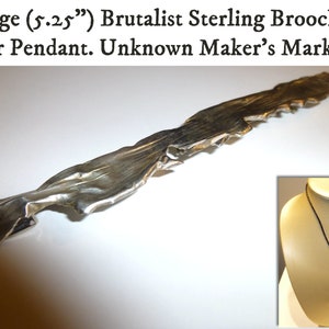 Brutalist Sterling Silver. Huge (5.25&quot;) Modernist Brooch or Pendant. Signed H&D. Design with Texture, Attention Getting Piece.