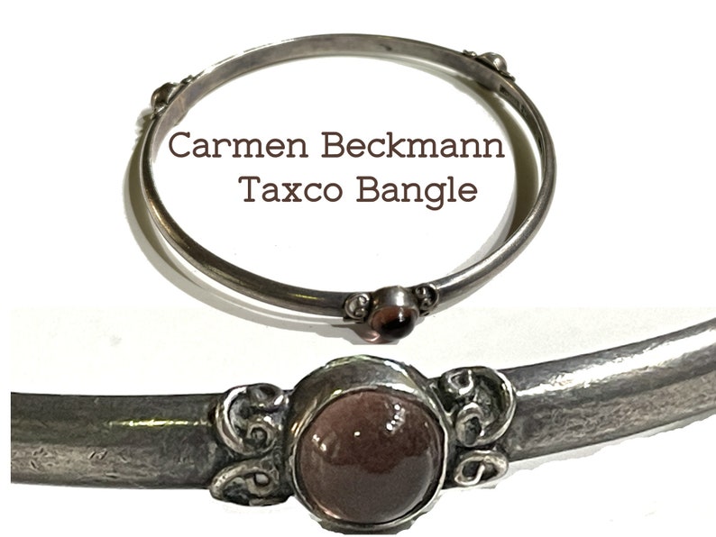 Carmen Beckmann Sterling Silver & Amethyst Bangle. Mexican Silver. Circa 1960s. American Jeweler lived in San Miguel de Allende, Mexico. image 1