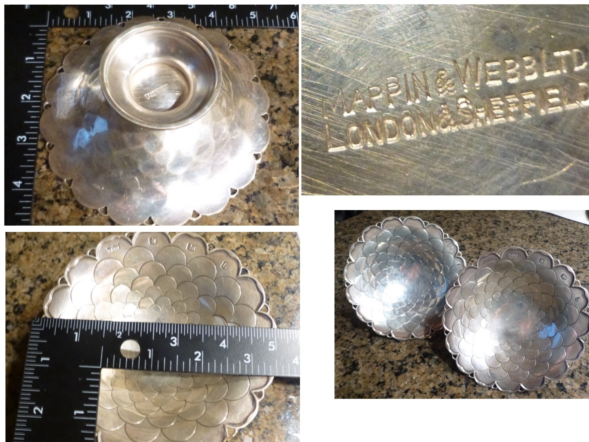 Vintage Mappin & Webb Sterling Silver Bowl, Fish Scale Mum Dish