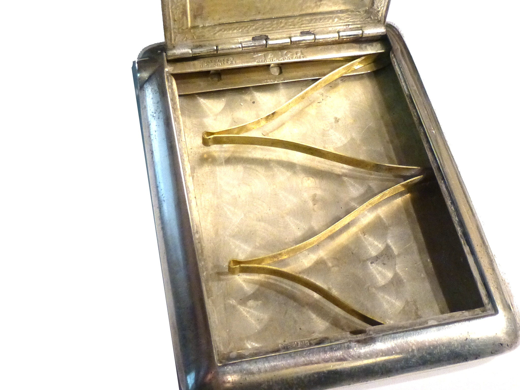 Antique Sterling Silver Cigarette Case. TALCO Spring Loaded