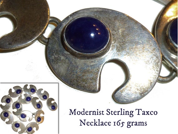 Vintage Sterling Silver Necklace. Modernist Taxco… - image 1