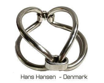 Hans Hansen Sterling Silver Sculptural Bangle Bracelet, Bent Gabrielsen Design, Danish Mid Century Modern
