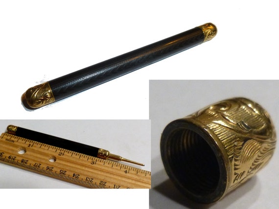 Antique Edward Todd Vulcanite Telescoping Pencil With 14k Gold