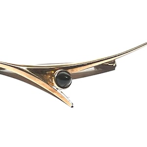 Kupittaan Kulta Vintage 14k Modernist Brooch with Smokey Quartz.  Finland Circa 1970s. Elis Kauppi Finnish Modernist.