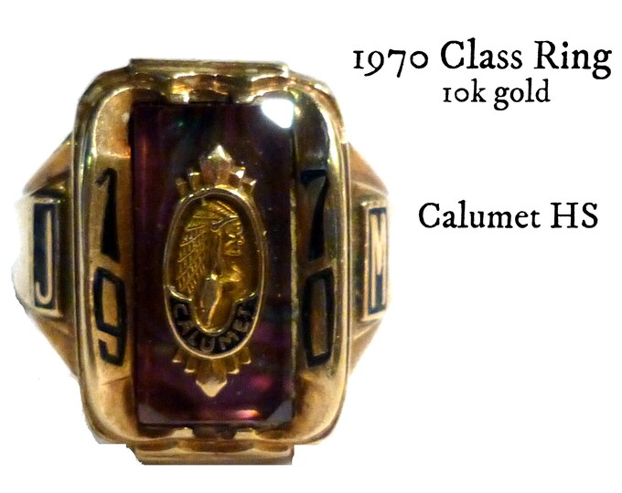 10k Gold High School Ring. Calumet HS Class of 1970 Indiana. Etsy