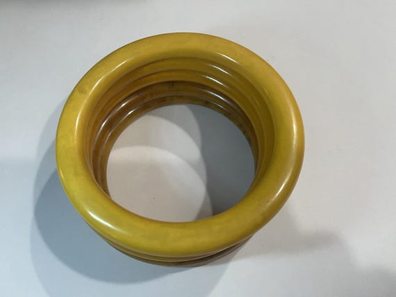 A Stack of FIVE Rounded Bakelite Bangles.  Pretty… - image 4