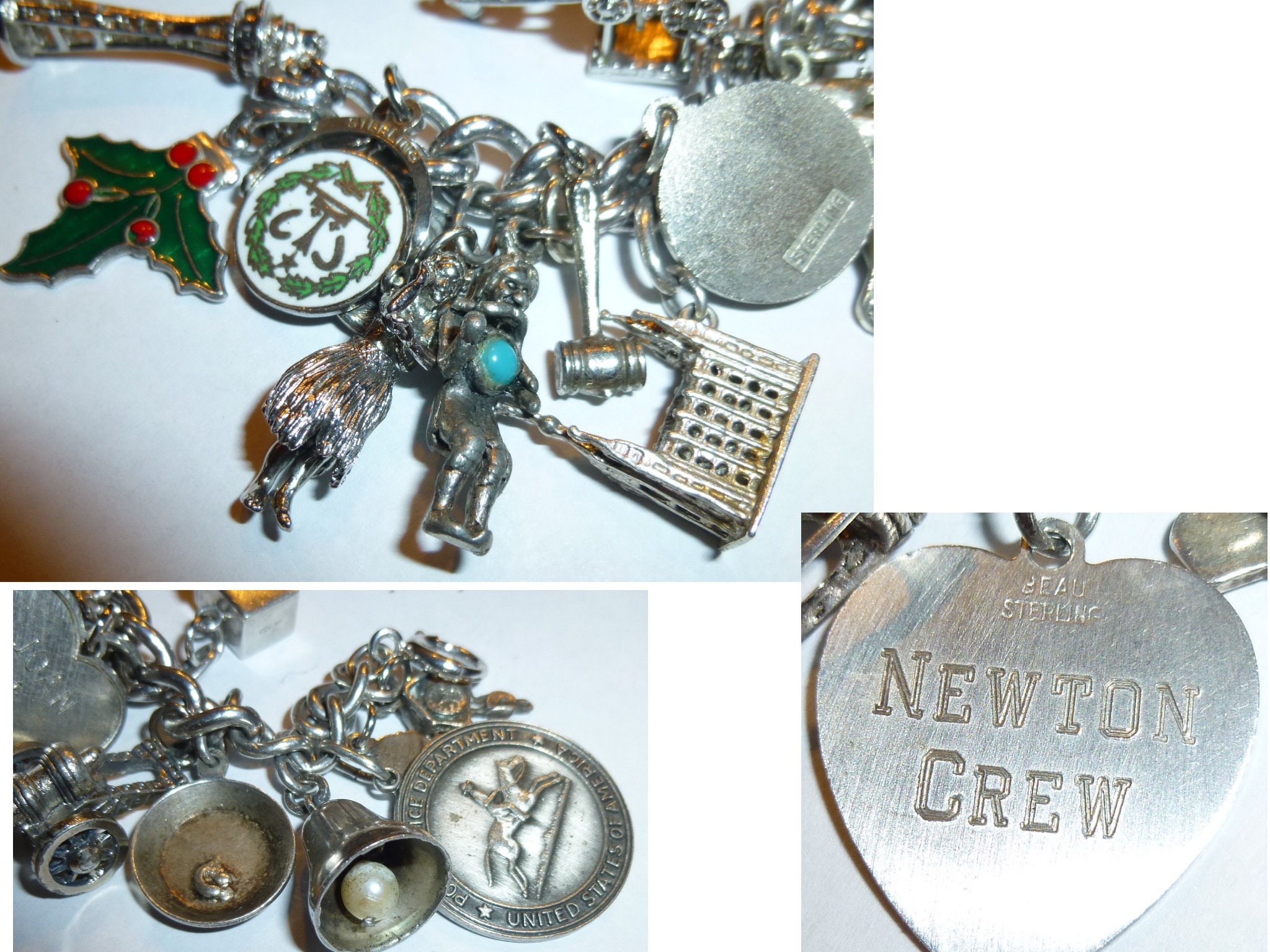 Vintage Charm Bracelet / Loaded with 44 Charms / Most Date