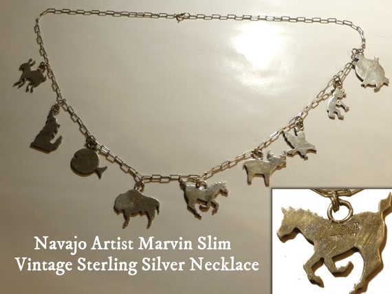 Sterling Navajo Animal Charm Necklace. Native Ame… - image 1