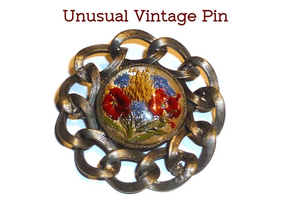 Old Handpainted Bubble Pin. A Bit Ugly, but Inter… - image 1