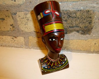 Queen Nepheriti Bust.  Vintage Figural Egyptian 5" Tall Sculpture Carved From Bakelite. 1930s. Weighs 286 grams