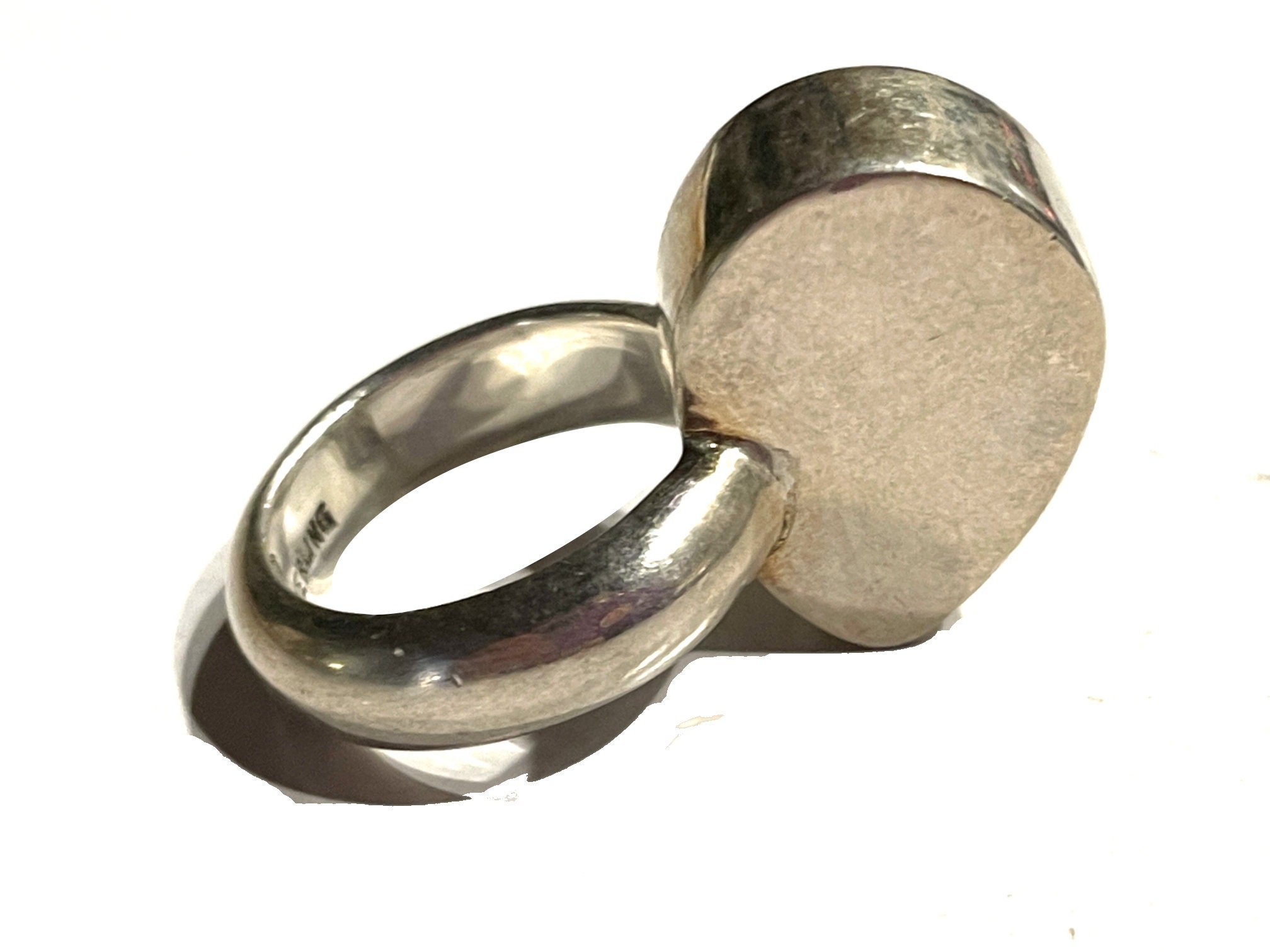 VINTAGE HOLLYWOOD★[925 Silver] Egg Ring Unusual Egg Shaped Modernist Sterling Silver Ring. Artist