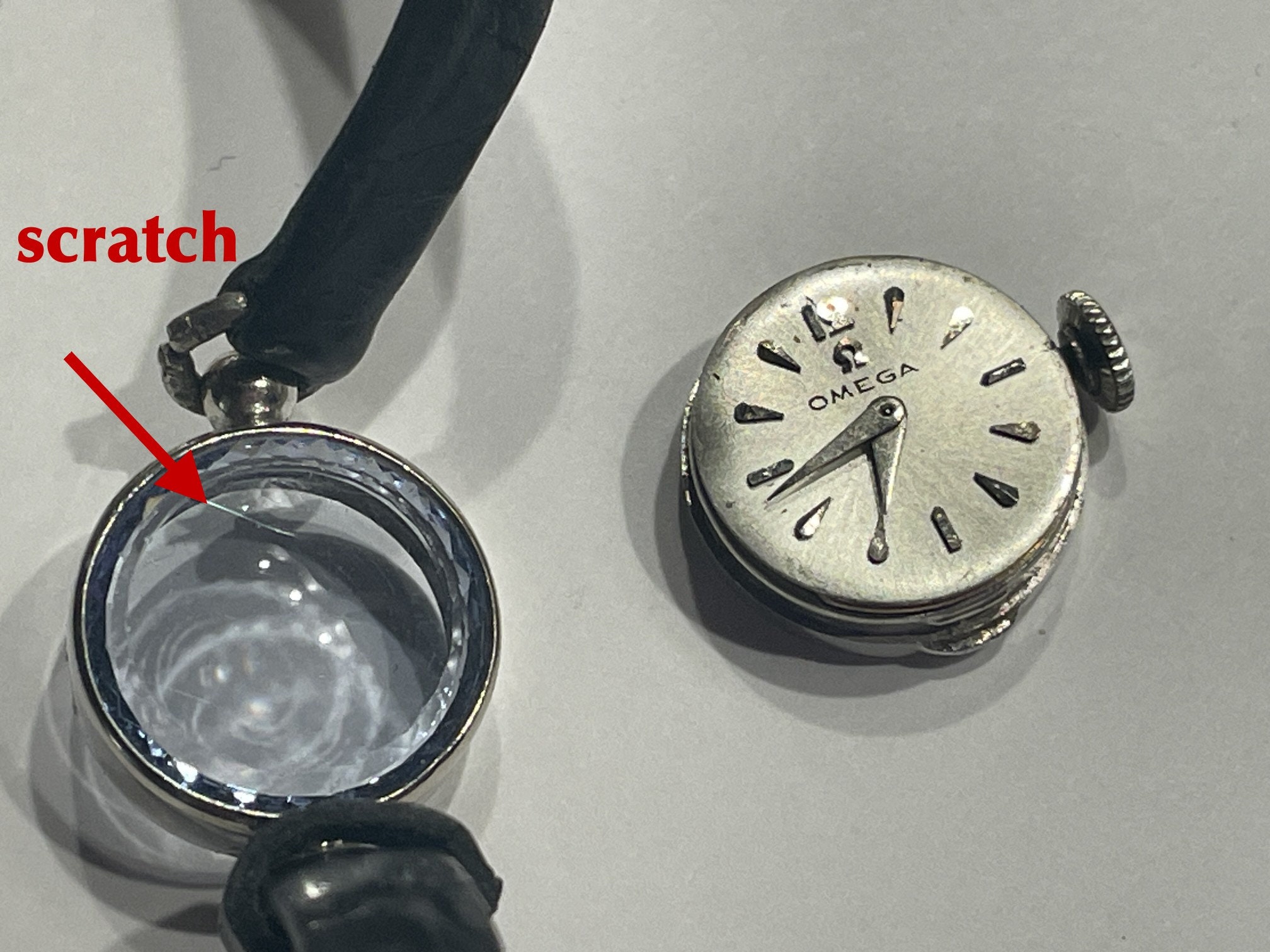 TINY 14 Karat White Gold Watch. Vintage OMEGA Sapphette
