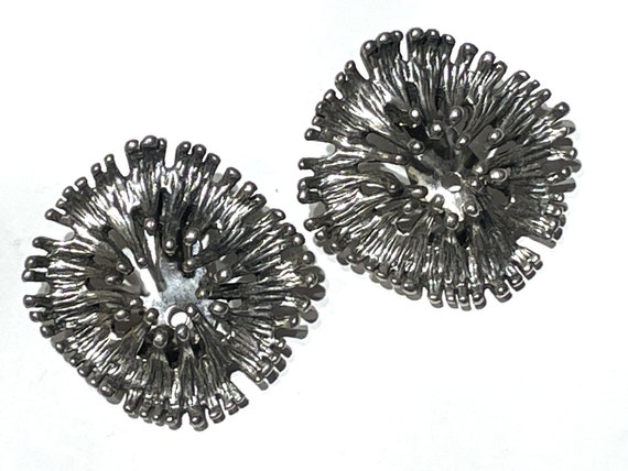 Napier Brutalist Clip On Earrings Silver-tone.  F… - image 3
