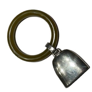 Bakelite & Sterling Silver for Repurposing / Pendant / Vintage Found Object. Olive Drab Tested Bakelite. Circa 1940s.