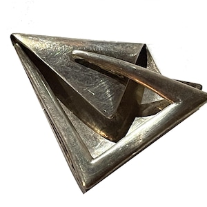 SIGI PINEDA Vintage Mid Century Modernist Sterling Silver Brooch or Pendant. Taxco Mexico Circa 1950s. Dramatic, Bold, Unisex, 30 grams.