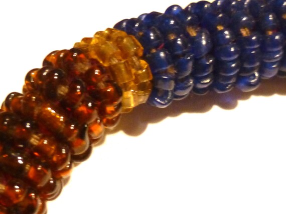 Vintage BOHO Beaded Choker Necklace. Blue, Orange… - image 5
