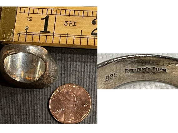 Bold Textured Sterling Silver Ring with Blue Topa… - image 8